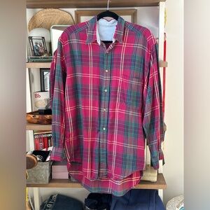 vintage • threadbare plaid flannel button up